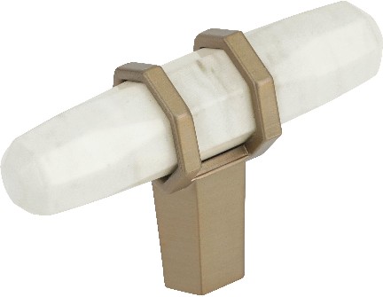 Carrione 2-1/2-in Marble White and Golden Champagne Bar Contemporary Cabinet Knob
