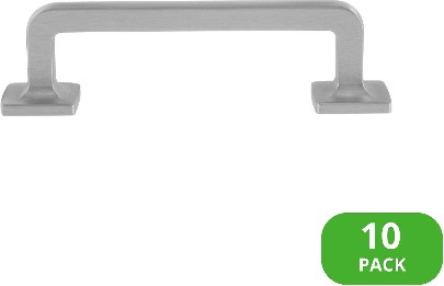 Boise 3-1/2-in , 89mm Center to Center Satin Nickel Rectangular Bar Drawer Pull 10 -Pack