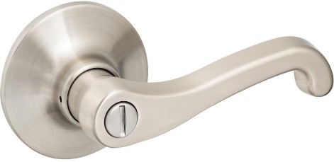 Sure-Loc Door Hardware Sage Satin Nickel Interior or Bed/Bath Privacy Door Handle