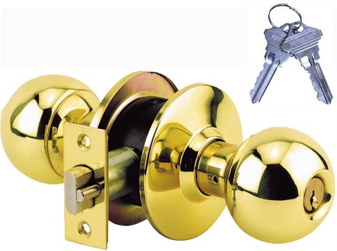 Keyed Alike Grade 2 Entry Door Polished Brass Exterior Keyed Entry Door Knob
