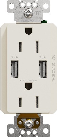 X Series 15 -Amp 125-volt Tamper Resistant Residential Decorator Surge USB outlet Dual Type A , Matte Light Almond