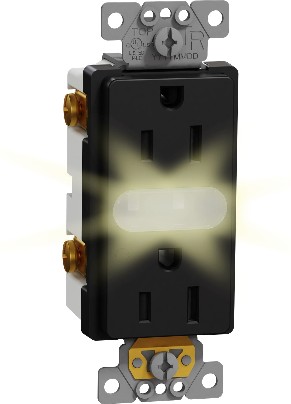 X Series 15 -Amp 125-volt Tamper Resistant Residential Decorator Outlet with night light , Matte Black