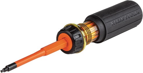 Flip-Blade Insulated Screwdriver, 2-in-1, Square Bit #1 and #2