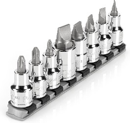 8 -Piece Set Drive Set Flathead/Phillips Bit Driver Socket Set