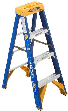 OBEL00 4.0-ft ( 8.0-ft Reach Height ) Fiberglass Type 1AA - 375 lbs. Load Capacity Step ladder