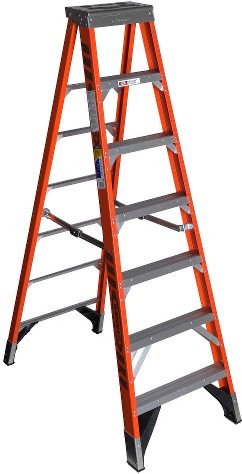 7400 7-ft ( 11-ft Reach Height ) Fiberglass Type 1AA - 375 lbs. Load Capacity Step ladder