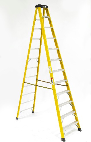 6100 12.0-ft ( 16.0-ft Reach Height ) Fiberglass Type 1A - 300 lbs. Load Capacity Step ladder