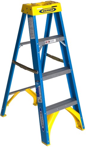 6000 4-ft ( 8-ft Reach Height ) Fiberglass Type 1 - 250 lbs. Load Capacity Step ladder