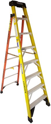 L7300 8-ft ( 12-ft Reach Height ) Fiberglass Type 1AA - 375 lbs. Load Capacity Step ladder