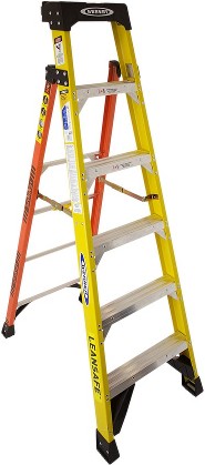 LEANSAFE 6-ft ( 10-ft Reach Height ) Fiberglass Type 1AA - 375 lbs. Load Capacity Step ladder
