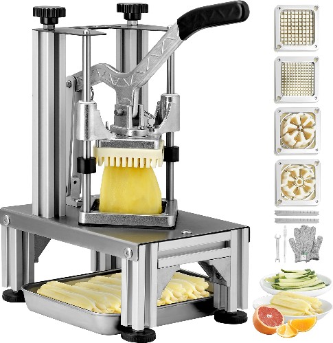 4 Blades French Fry Cutter Commercial/Residential Food slicer with Thickness Control ( Silver )