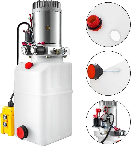 6 Quart Hydraulic Pump Hydraulic Power Unit (Plastic, 6 Quart/Double Action) White