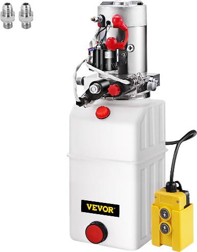 Hydraulic Power Unit 6 Quart Hydraulic Pump Double Acting Dc12V Hydraulic Power Pack For Dump Truck Dump Trailer Sae6 Port with Plastic Reservoir
