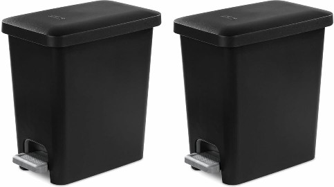2.7 Gallon Black Plastic Indoor/Outdoor Kitchen Step Trash Can