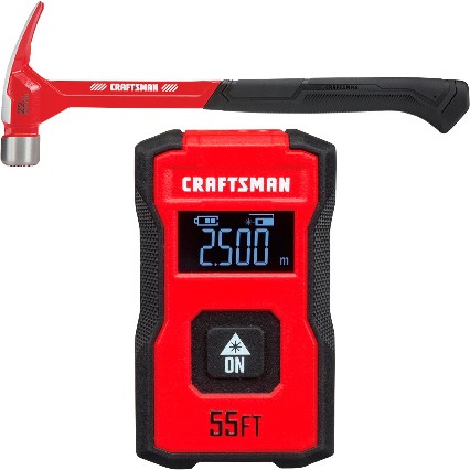 22-oz Milled Face Steel Head Steel Framing Hammer & 55' POCKET Laser Distance Measurer