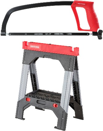 26.91-in W x 32.41-in H Adjustable Metal and Plastic Saw Horse (2500-lb Capacity) & 12-in Extra Fine Cut Hack Saw