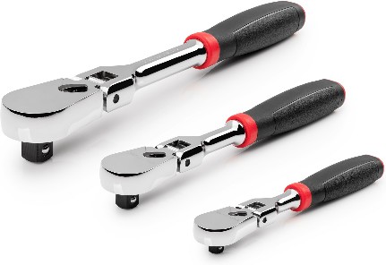 3 -Piece 90 -Tooth 1/2-in 3/8-in 1/4-in Drive Comfort grip Handle Flexible Head Ratchet Set