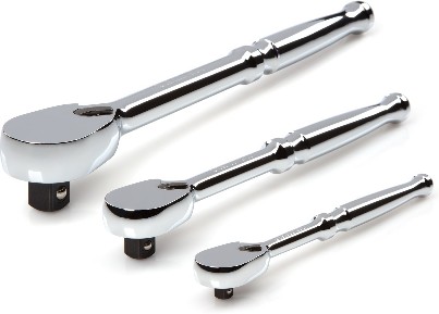 3 -Piece 90 -Tooth 1/2-in 3/8-in 1/4-in Drive Full polish Handle Ratchet Set