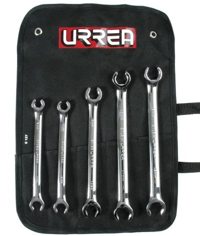 5 -Piece Set Metric Flare nut Open end Wrench Includes Soft Case