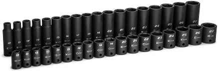 36 -Piece Metric 1/2-in Drive Set 6-point Impact Socket Set