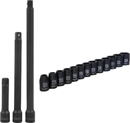 3-Piece 1/2-in Drive Socket Extension Set With Impact Socket Set