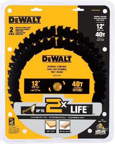Large Diameter Saw Blades 12-in 40 -Tooth Rough Finish Tungsten carbide-tipped steel Miter saw blade Set 2 -Pack