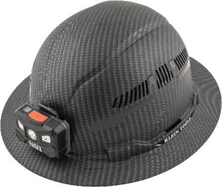 Hard Hat, Premium KARBN Pattern, Vented Full Brim, Class C, Lamp