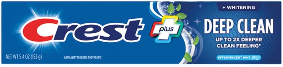 Whitening Plus Deep Clean Toothpaste, Effervescent Mint