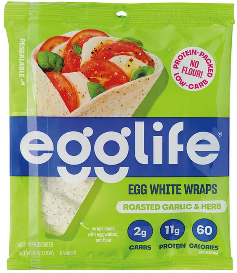 roasted garlic & herb, egg white wraps