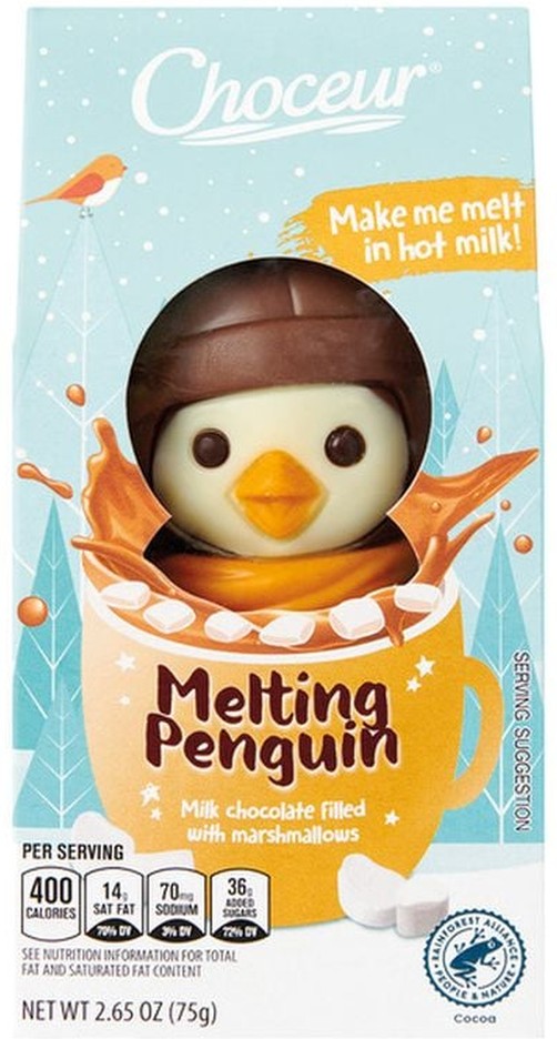 Filled Melting Penguin Cocoa Bomb