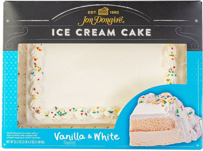 Decorated Vanilla/White Ice Cream Cake, 1/4 Sheet, Serves 18