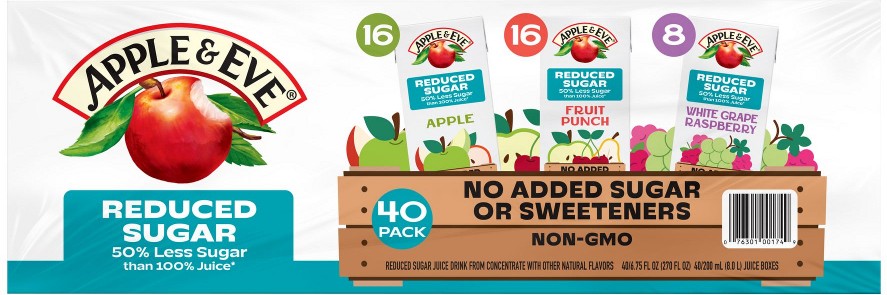 Juice Reduced Sugar Variety Pack, Juice Boxes, 40 pk./6.75 fl. oz.