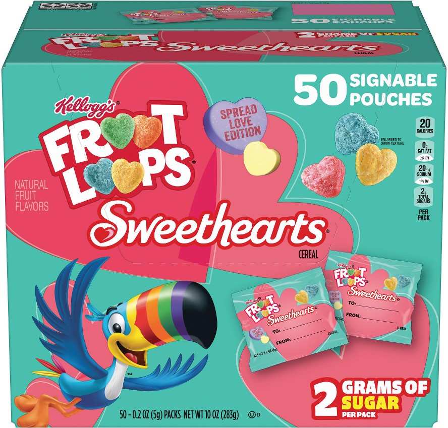 Sweethearts Cereal Snacks, Valentine's Day Snacks, Lunch Snacks, Original, 50 ct.