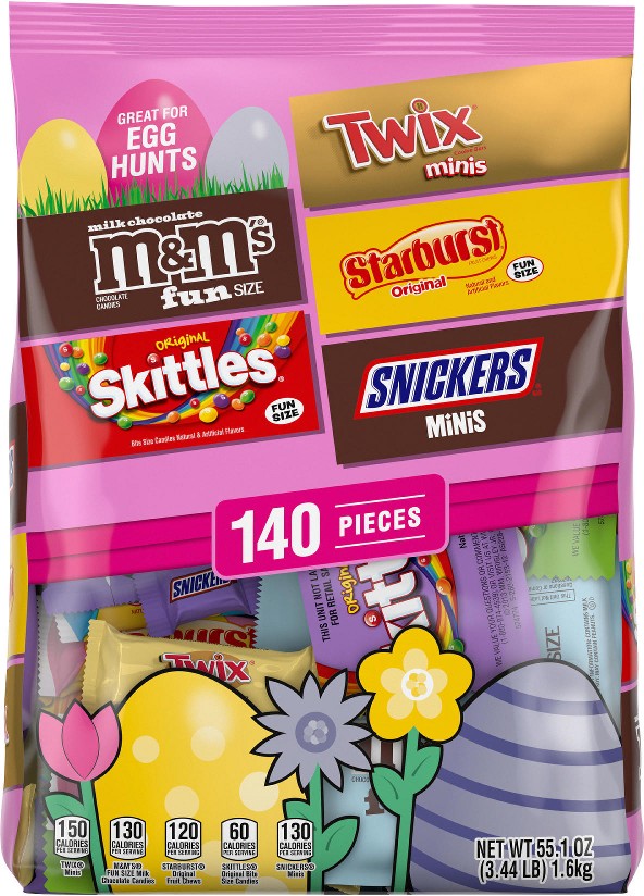 M&M's, Snickers & More Easter Candy Easter Basket Stuffers, Bulk Bag, 140 ct.
