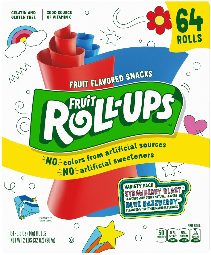 Fruit Roll-Ups Razzberry Fruit Flavored Snacks, 64 ct.