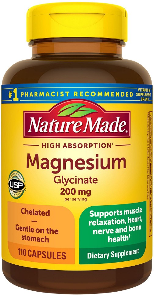 Magnesium Glycinate 200mg Capsules, 110 ct.