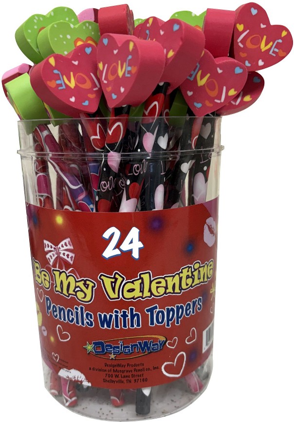 Assorted Valentine Topper Pencils