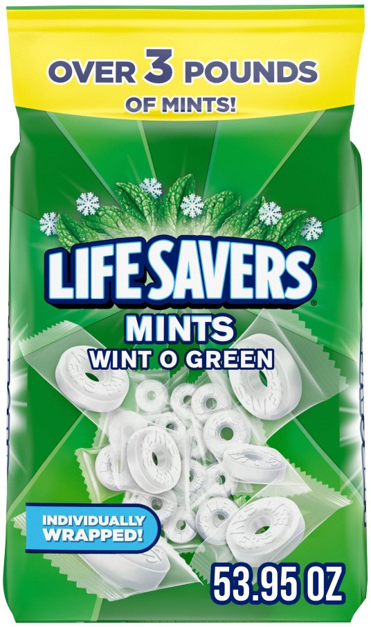 Wint-O-Green Breath Mints Bulk Hard Candy, Party Size Bag, 53.95 oz.