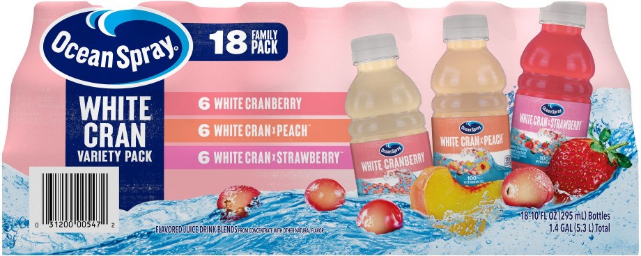 White Cranberry Juice Drinks, Variety Pack, Bottles, 18 ct./10 fl oz.