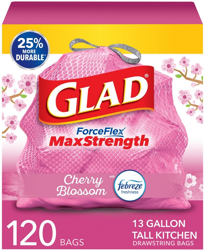 ForceFlex MaxStrength Tall Trash Bags - Cherry Blossom with Febreze Freshness, 120 ct./13 gal.