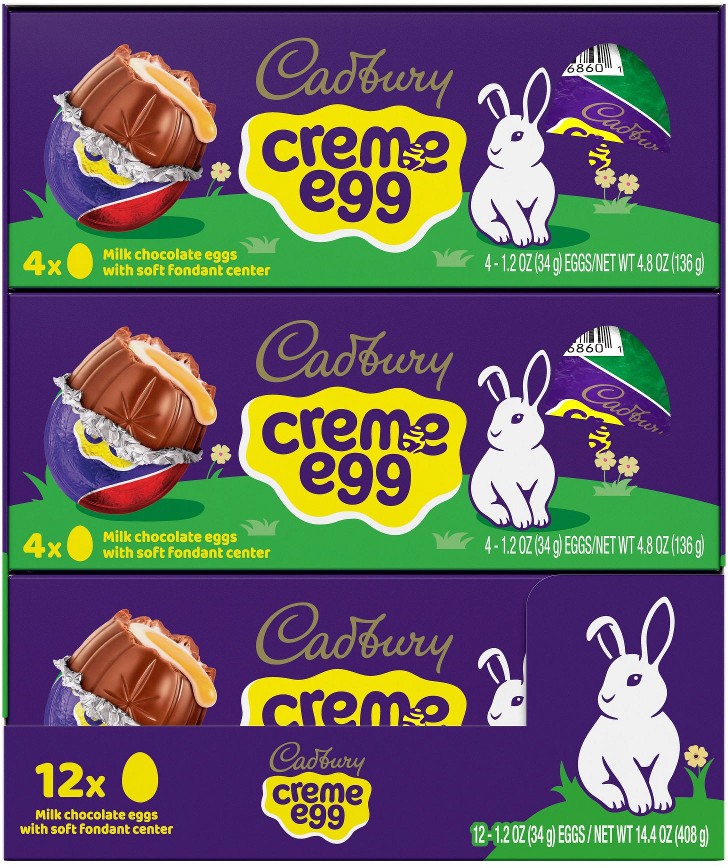 Creme Egg, Milk Chocolate and Fondant, Easter Candy Eggs, 12 ct.