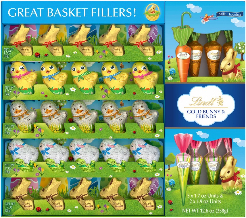 Easter Novelty Board, Gold Bunny & Friends Assorted Chocolates, 12.3 oz.