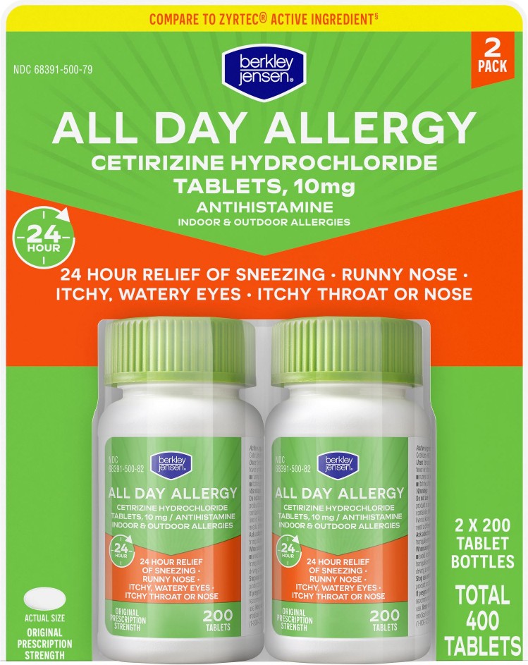 24 Hour Allergy Relief Cetirizine Hydrochloride 10mg Tablets, 400 ct.