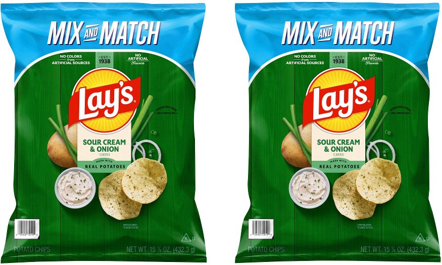 Potato Chips Sour Cream & Onion Flavored, Pick n' Pack, 2 ct.