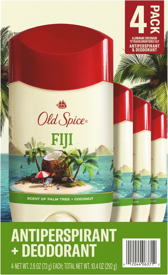 Fiji Antiperspirant and Deodorant, Scent of Coconut and Palm Trees, 4 pk./2.6 oz.