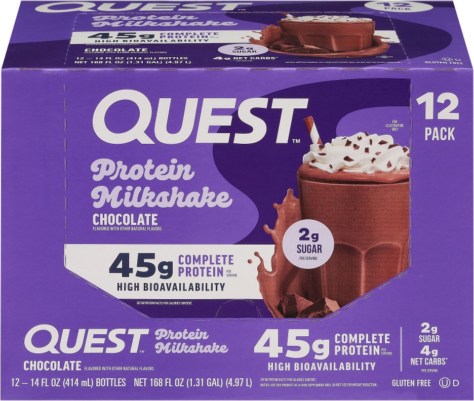 Chocolate Protein Milkshake, 45g Protein, Bottles, 12 pk./14 fl. oz.