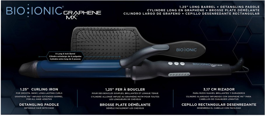 Graphene MX Long Barrel Curling Iron 1.25" with Brush