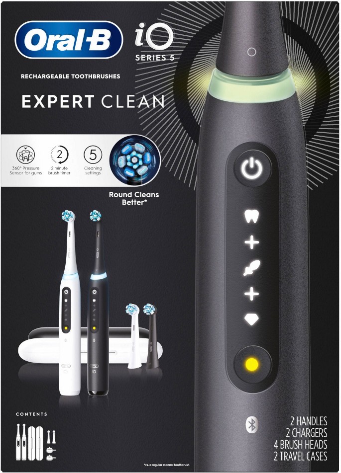 iO All-In-One Clean Electric Toothbrushes, Replacement Brush Heads, Chargers, Travel Cases, 2 pk.