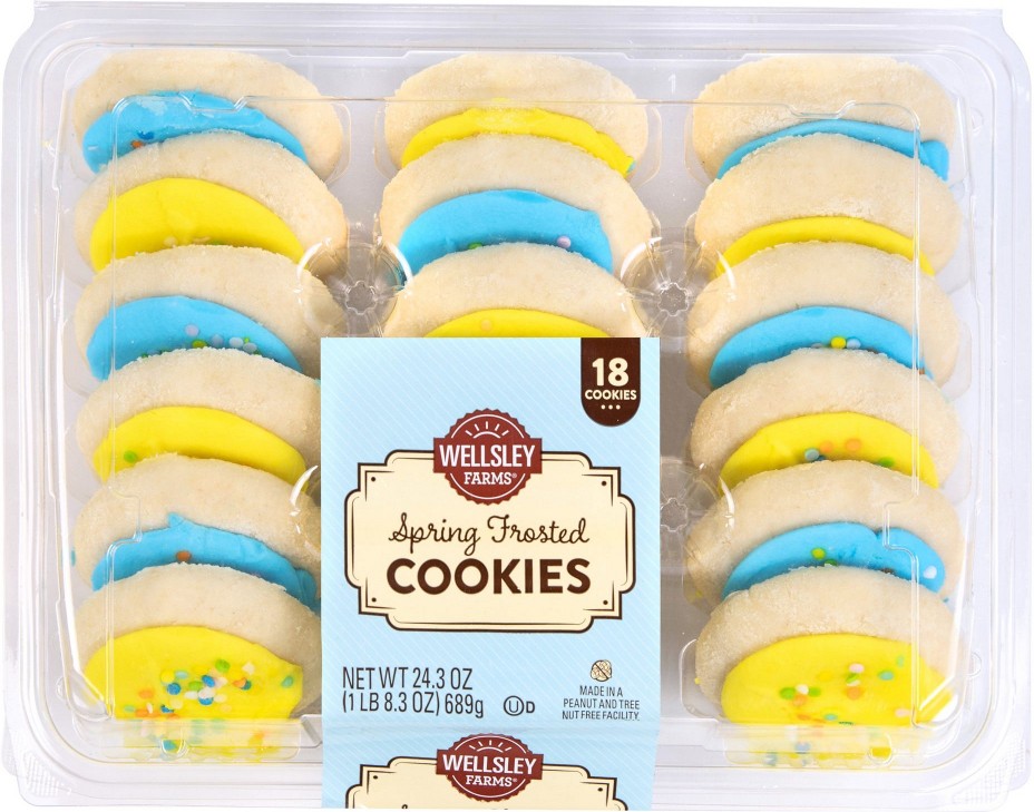 Spring Yellow and Blue Frosted Cookies