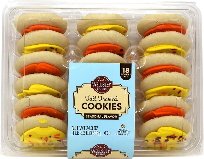 Fall Vanilla Cookie With Orange & Yellow Frosting, 18 ct.